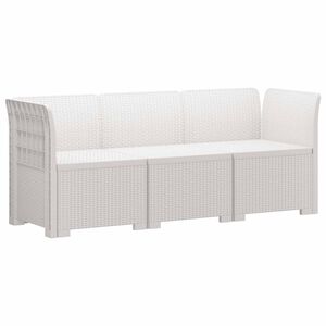 vidaXL 3-Sitzer Garten Sofa Rattan Look PP Wei&szlig;