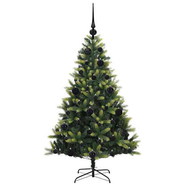 vidaXL K&uuml;nstlicher geflammter Weihnachtsbaum 150 LEDs Gr&uuml;n 120 cm