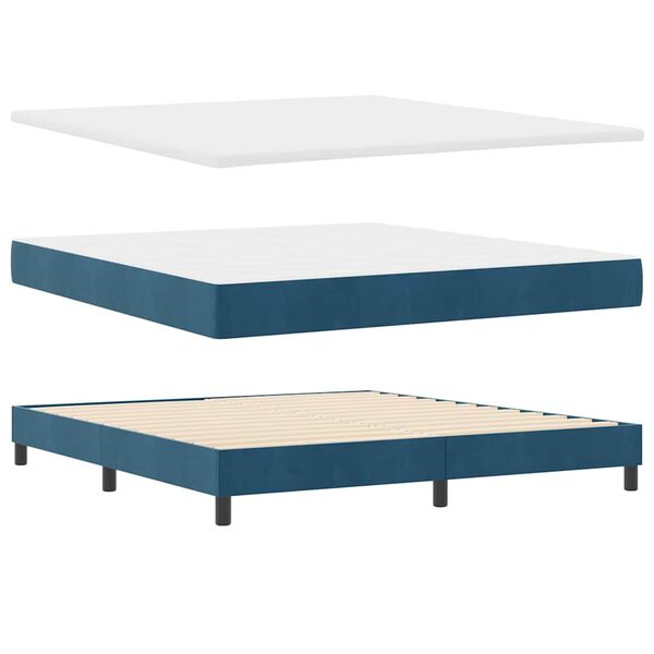 vidaXL Boxspringbett mit Matratze Dunkelblau 180 x 200 cm Samt