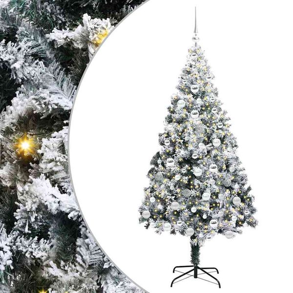 vidaXL K&uuml;nstlicher Weihnachtsbaum mit 300 LEDs mit St&auml;nder Wei&szlig; 180 cm