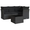 vidaXL 5-tlg. Garten-Sofagarnitur mit Kissen Schwarz Poly Rattan