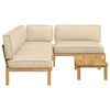 vidaXL Sofa Set mit Kissen Uni 4 pcs Beige Massivholz Akazie
