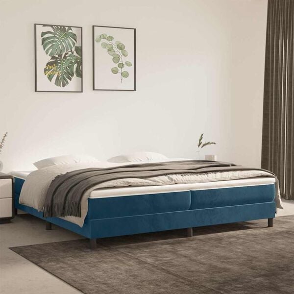 vidaXL Boxspringbett mit Matratze Dunkelblau 200x200 cm Samt