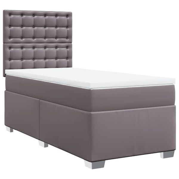vidaXL Boxspringbett mit Matratze Grau 80x200 cm Kunstleder