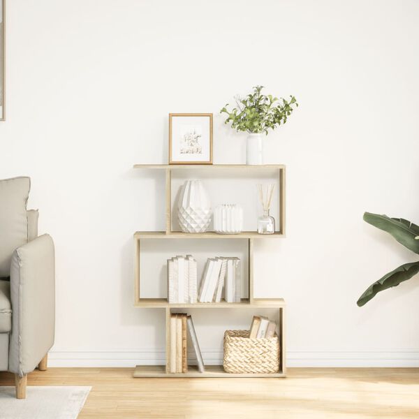 vidaXL Raumteiler-Bücherregal 3 Fächer Sonoma-Eiche 70x24x97 cm