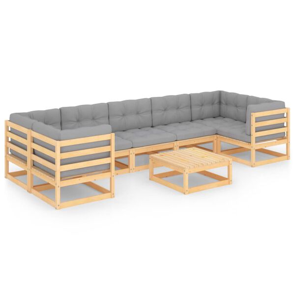 vidaXL 8-tlg. Garten-Lounge-Set mit Kissen Massivholz Kiefer