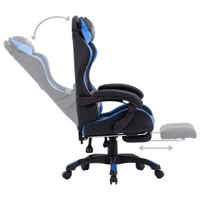 vidaXL Gaming-Stuhl mit Fußstütze Blau und Schwarz Kunstleder