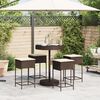 vidaXL 5-tlg. Gartenbar-Set mit Kissen Braun Poly Rattan