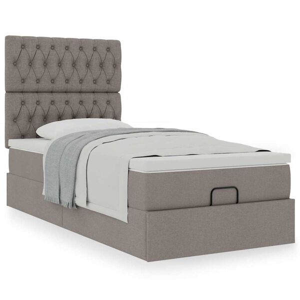 vidaXL Ottoman-Bett mit Matratze Taupe 90x190 cm Stoff