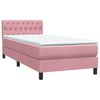 vidaXL Boxspringbett mit Matratze & LED Rosa 100x210 cm Samt