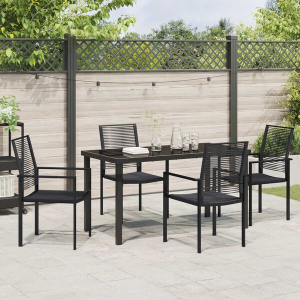 vidaXL Garten Essgruppe 5 pcs Schwarz Pulverbeschichteter Stahl