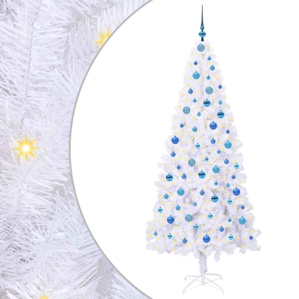 vidaXL Künstlicher Weihnachtsbaum Weiß 210 cm PVC und Stahl