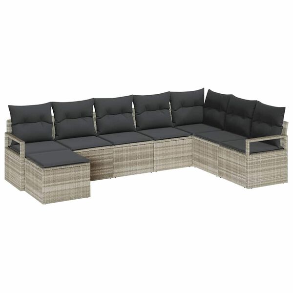 vidaXL Sofa Set mit Kissen 7 pcs Hellgrau Poly Rattan