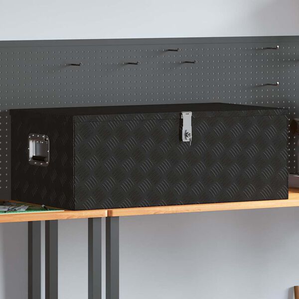 vidaXL Aufbewahrungsbox Schwarz 100x55x37 cm Aluminium
