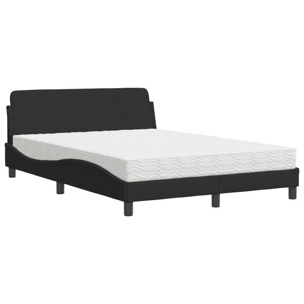 vidaXL Bett mit Matratze "Dover" Schwarz 120x200 cm Samt