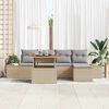 vidaXL Garten-Sofa-Set mit Speicher 6 pcs Beige Poly Rattan
