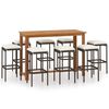 vidaXL 9-tlg. Gartenbar-Set mit Kissen Braun
