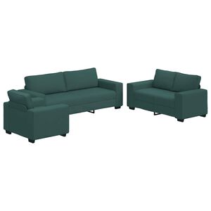 vidaXL 3-teiliges Sofa-Set mit Kissen, dunkelgr&uuml;ner Stoff