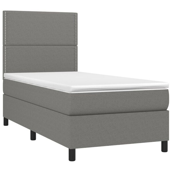 vidaXL Boxspringbett mit Matratze & LED Dunkelgrau 80x200 cm Stoff