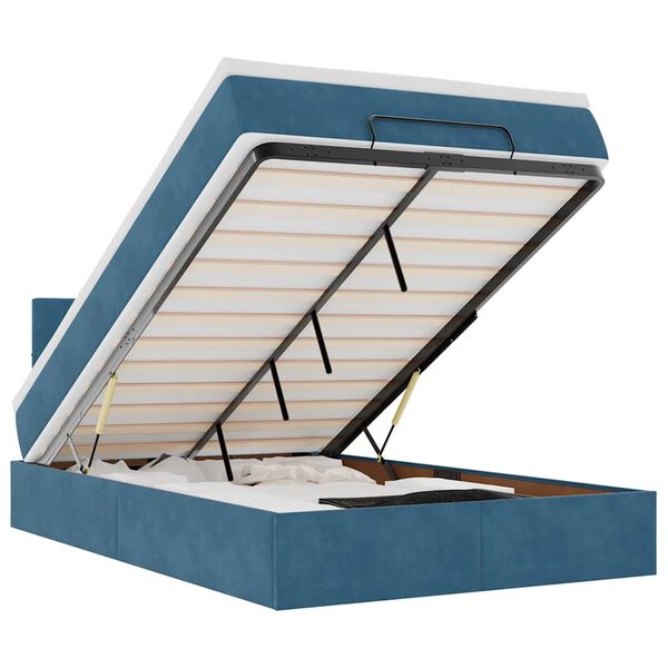 vidaXL Ottoman-Bett mit Matratze Dunkelblau 120x200 cm Samt