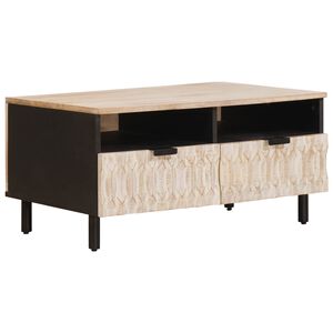 vidaXL Couchtisch mit Schubladen Wei&szlig; 80 x 54 x 40 cm Massivholz Mango