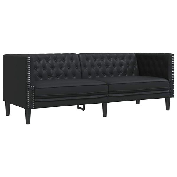 vidaXL Wohnzimmer Couch 3 pcs Schwarz 194 x 74,5 x 70,5 cm Kunstleder