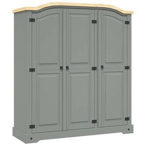 vidaXL Kleiderschrank Mexiko-Stil Kiefernholz 3 T&uuml;ren Grau
