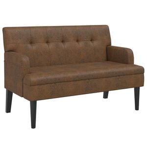 vidaXL Sitzbank mit R&uuml;ckenlehne Braun 112x65,5x75 cm Wildleder-Optik