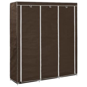 vidaXL Kleiderschrank mit F&auml;chern und Stangen Braun 150x45x175cm Stoff