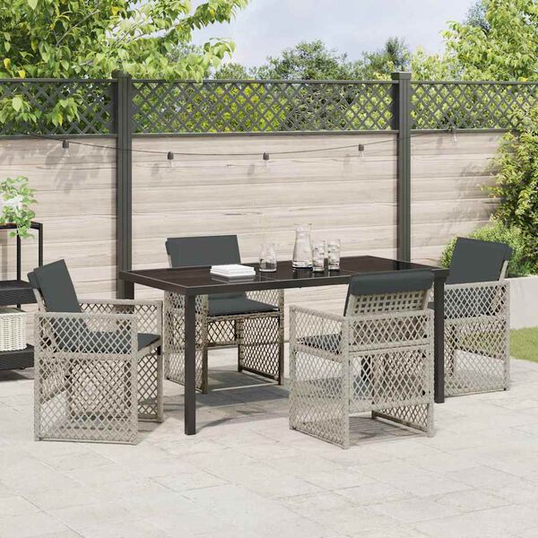 vidaXL Garten Essgruppe 5 pcs Hellgrau Poly-Rattan