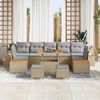 vidaXL Garten-Sofa-Set mit Kissen 10 pcs Beige Poly Rattan