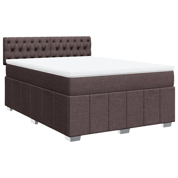 vidaXL Boxspringbett mit Matratze Dunkelbraun 160x200 cm Stoff