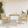 vidaXL 3-tlg. Garten-Essgruppe mit Kissen Beige Poly Rattan Akazie