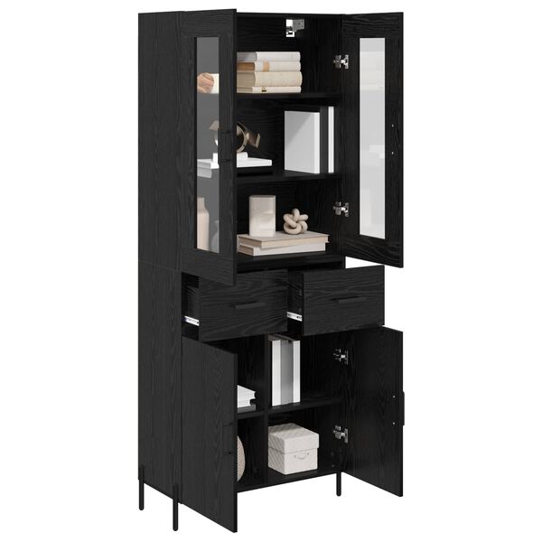 vidaXL Highboard Schwarz Eichen-Optik 69,5 x 34 x 180 cm Holzwerkstoff
