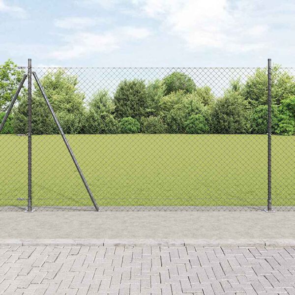 vidaXL Zaunpfosten Grau 10 x 1,5 m (40 x 40 mm Maschen) Stahl und PVC