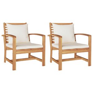 vidaXL Stuhl 2 pcs Braun und Creme 65 x 60 x 76,5 cm Massivholz Teak