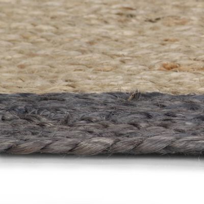 vidaXL Teppich Handgefertigt Jute mit Dunkelgrauem Rand 150 cm