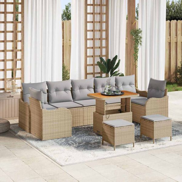 vidaXL Garten-Sofa-Set 10 pcs Beige Poly-Rattan