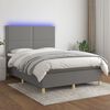 vidaXL Boxspringbett mit Matratze & LED Dunkelgrau 140x190 cm Stoff