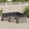 vidaXL Sofa Set mit Kissen mit Speicher 9 pcs Grau Poly-Rattan