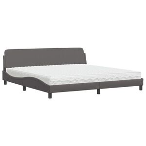 vidaXL Bett mit Matratze "Dover" Grau 200x200 cm Kunstleder