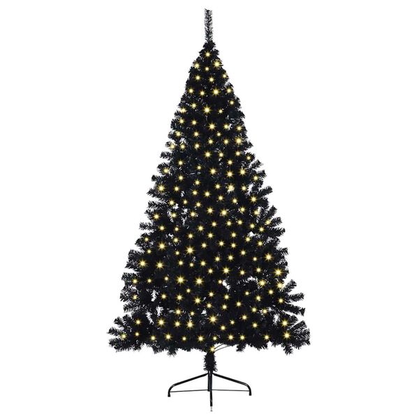 vidaXL K&uuml;nstlicher vorbeleuchteter Weihnachtsbaum Schwarz 240 cm PVC