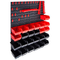 vidaXL 29-tlg. Sichtlagerkasten-Set mit Wandhalterung Rot und Schwarz