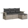 vidaXL 4-tlg. Garten-Sofagarnitur mit Kissen Hellgrau Poly Rattan