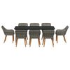 vidaXL Garten Essgruppe mit Kissen 9 pcs Grau Poly-Rattan