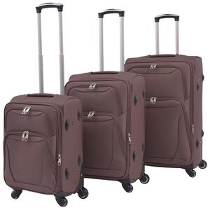 vidaXL 3-tlg. Weichgep&auml;ck Trolley-Set Kaffeebraun