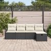 vidaXL Garten-Sofa-Set mit Kissen 5 pcs Schwarz und Creme Poly Rattan