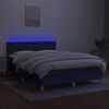 vidaXL Boxspringbett mit Matratze & LED Blau 140x200 cm Stoff