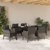 vidaXL Garten Essgruppe mit Kissen 7 pcs Grau Poly-Rattan