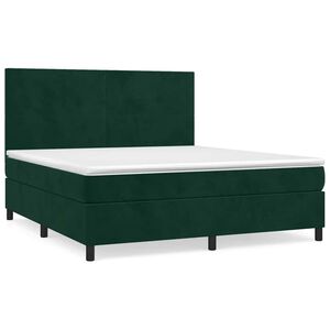 vidaXL Boxspringbett mit Matratze Dunkelgr&uuml;n 180x200 cm Samt